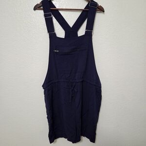 Torrid Twill Tie Front Shortall Plus Size 3 Navy Blue Romper Short Overalls